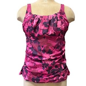 Lands End Tankini Top Swimsuit Swim Floral 14